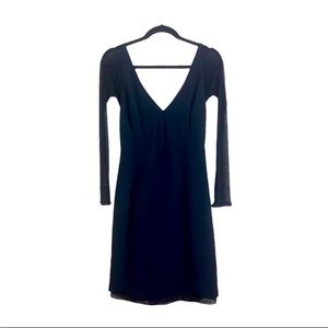 Vera Wang Black Sheer Sleeve Back Beaded Cocktail Dress Size 8